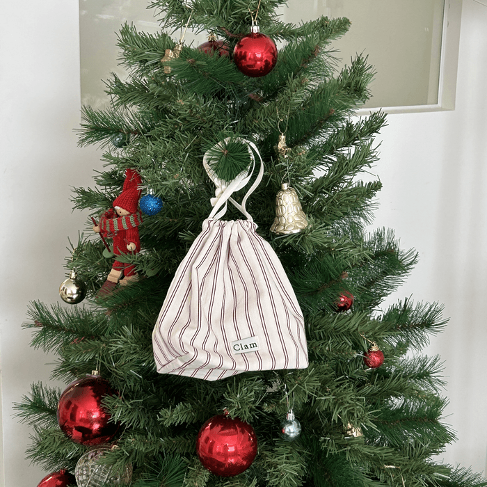 Clam string pouch _ Red stripe