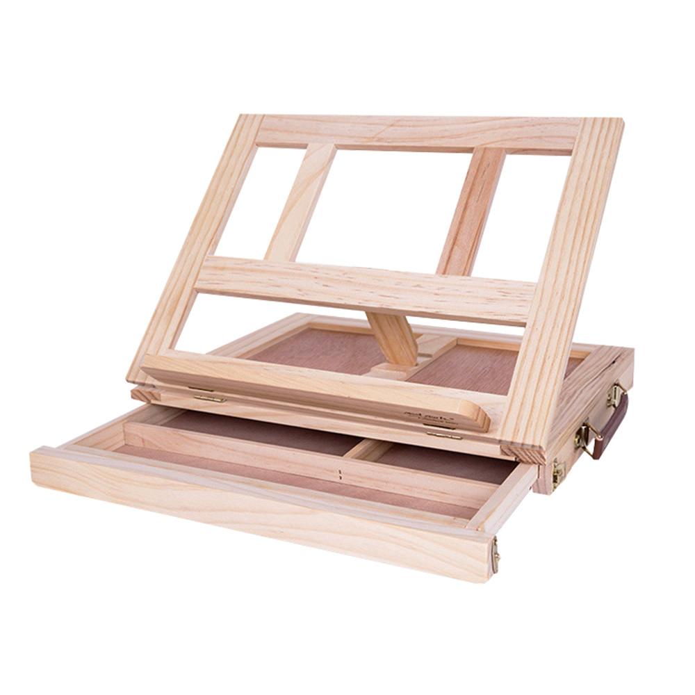 [YURA] 우드 접이식 서랍 테이블 휴대용 화판 이젤 유화그리기 미술전시용