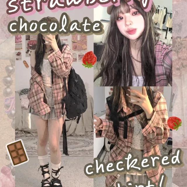 딸기초코 체크셔츠