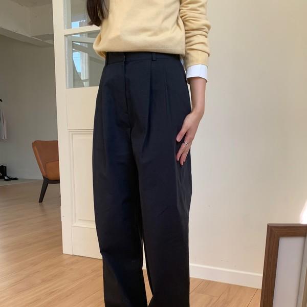 Pintuck wide cotton pants (2c)