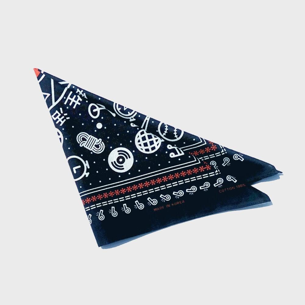 반다나 손수건 매운생 네이비