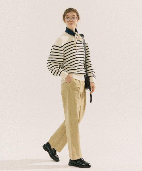 윈터 스너그 클래식 핀턱 코튼 팬츠 [베이지]