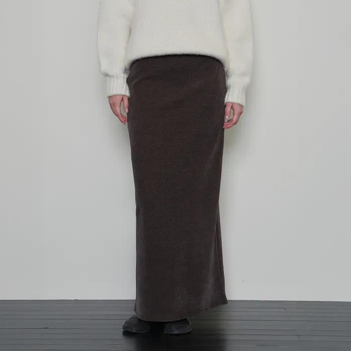 Velour Maxi Skirt - Brown