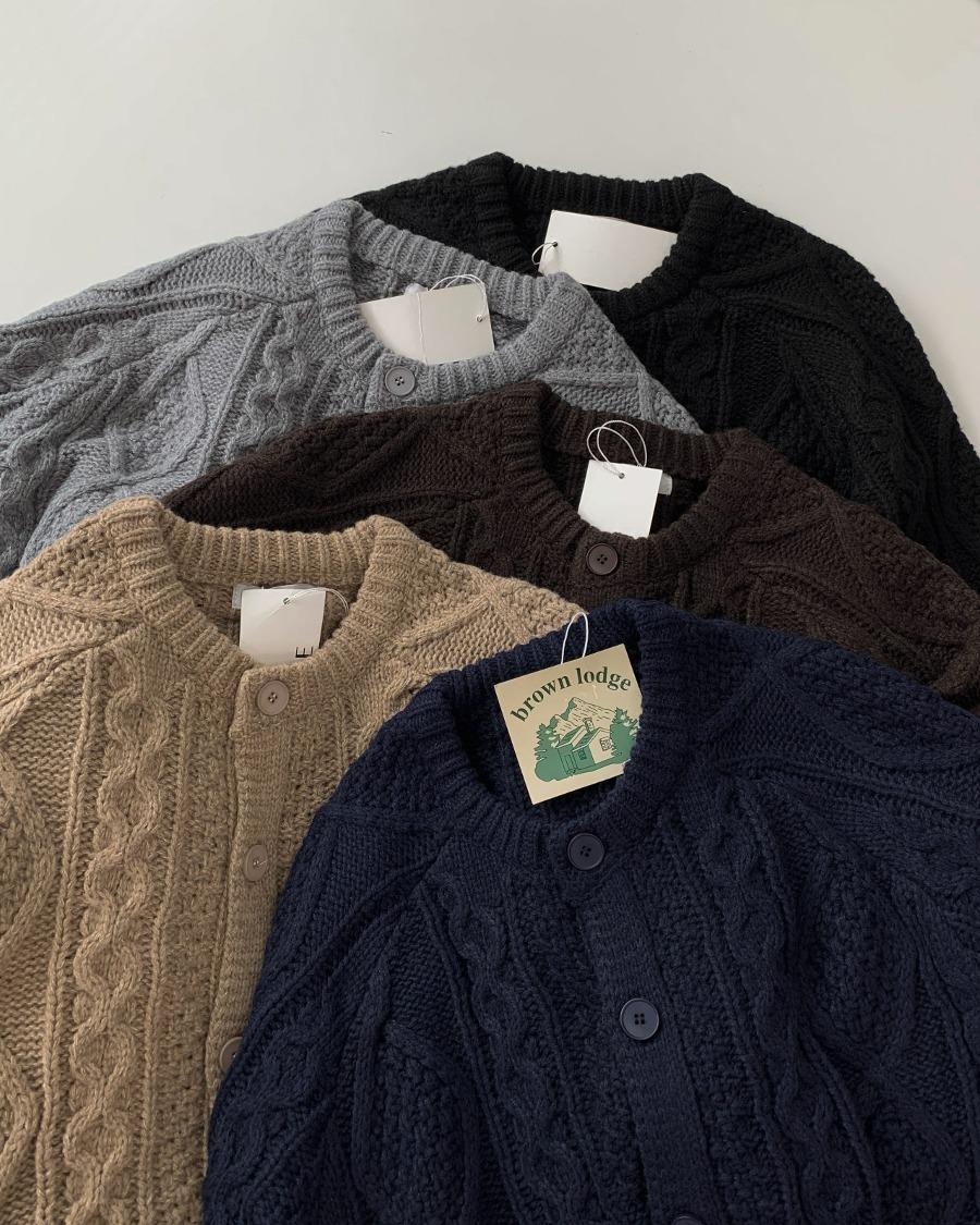 wa 아란 울 블렌드 라운드 가디건