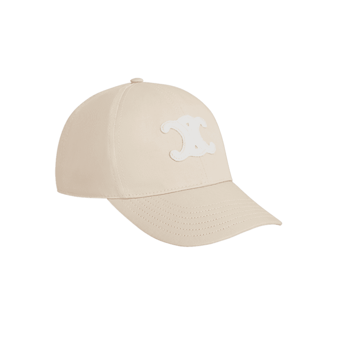 (W) Celine Triomphe Baseball Cap In Cotton Vanilla