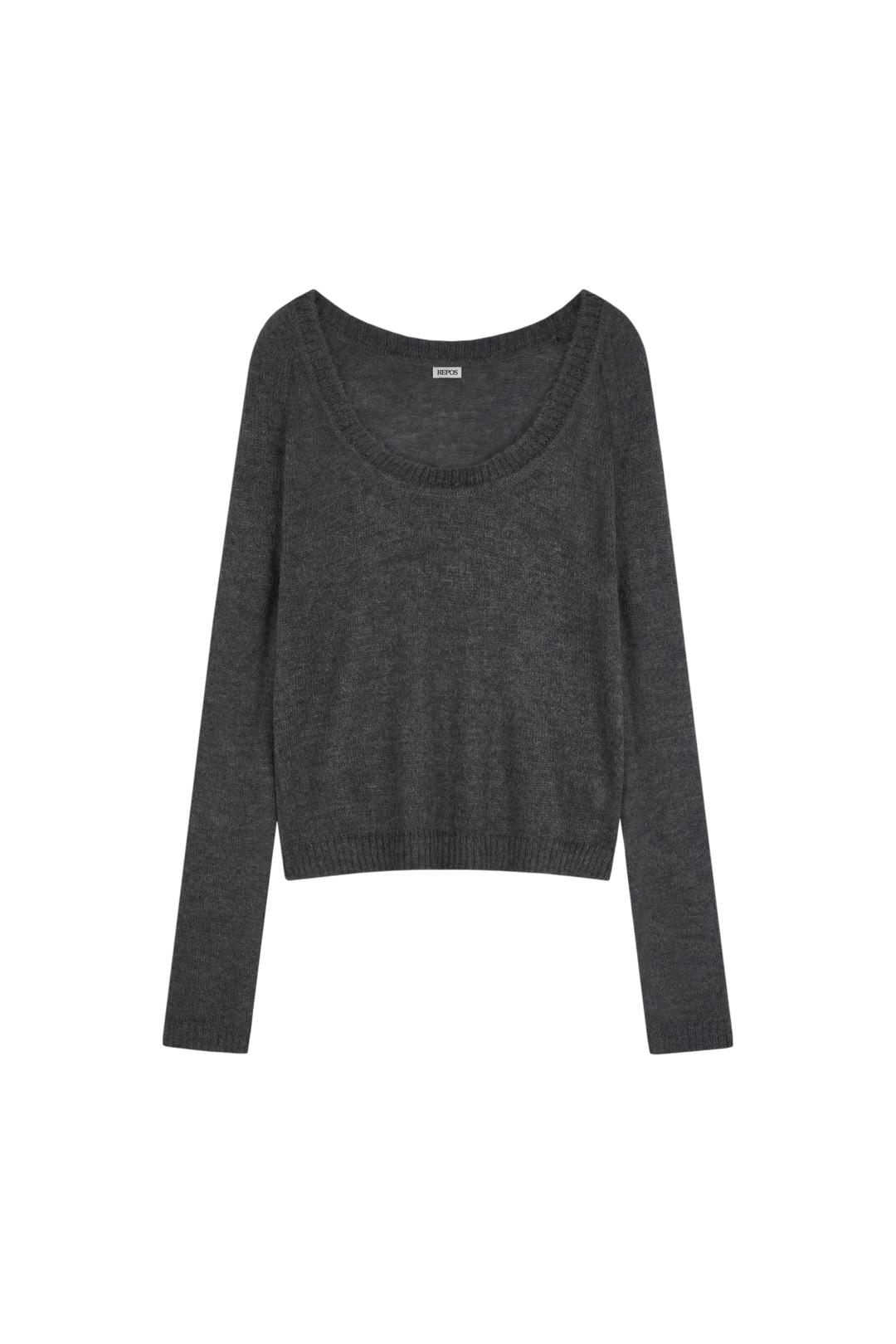 KID MOHAIR U-NECK KNIT (D GREY)