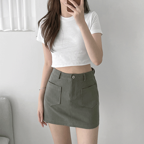 무지 컷팅 크롭T(4color)