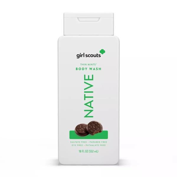 Native - 한정판 걸스카우트 쿠키, 얇은 민트, 바디 워시 532.3ml(18온스)