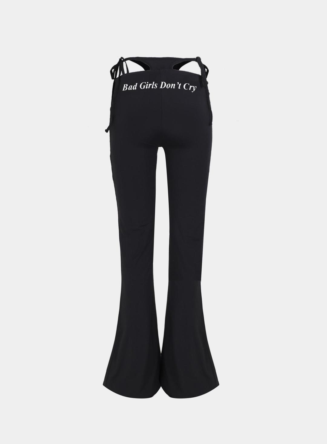 [w-pts23-040] Don’t Cry G 스트링 붓컷 팬츠 - 블랙