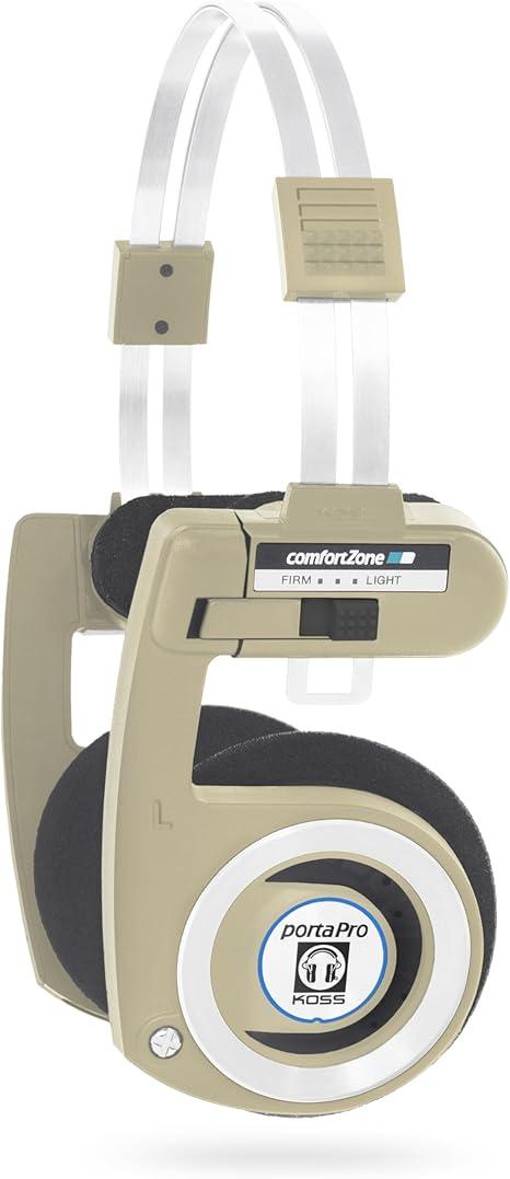 Koss Porta Pro 무선 2.0 블루투스 온이어 헤드폰, 20시간 이상 배터리, USB-C 충전, 마이크, 아날로그 오디오 패스 스루, 레트로 스타일, 리듬 베이지