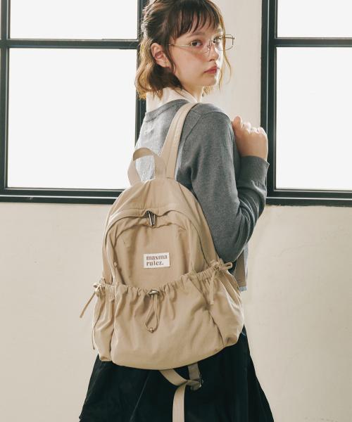 mini ver. Ribbon pocket backpack_Beige