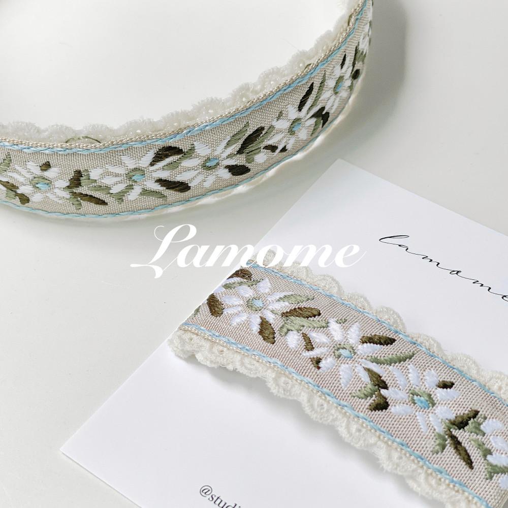 하늘자수레이스 똑딱핀/헤어밴드(선택1)