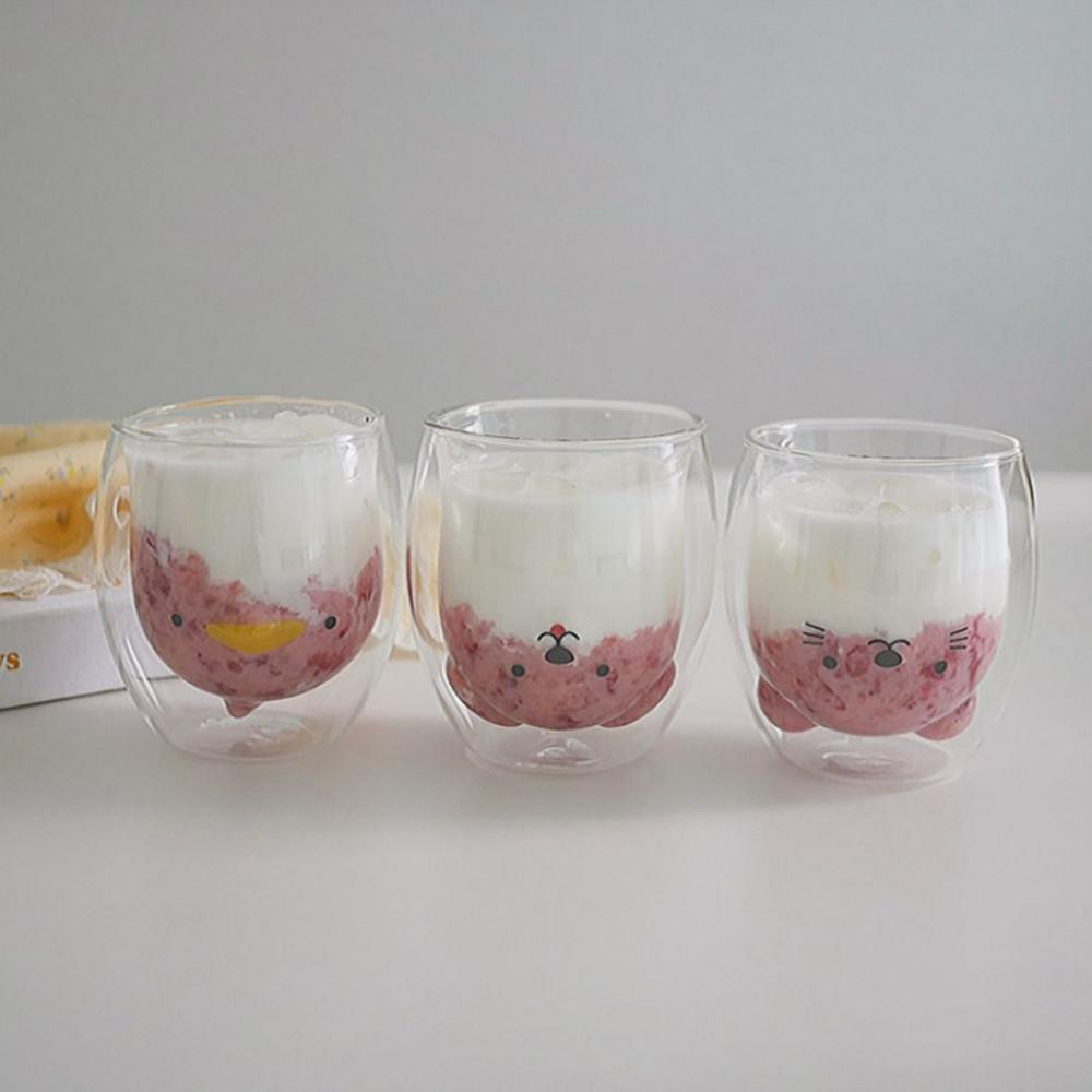 이중내열유리컵 곰돌이유리컵