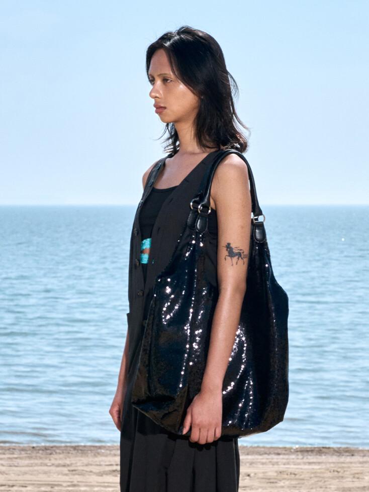 Sequined Tote Bag, Ink