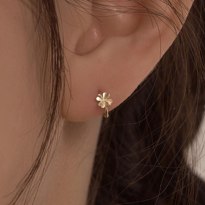 10k 레노 행운의 클로버 원터치 링귀걸이