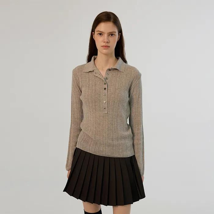 Henry Collar Knit - Grey
