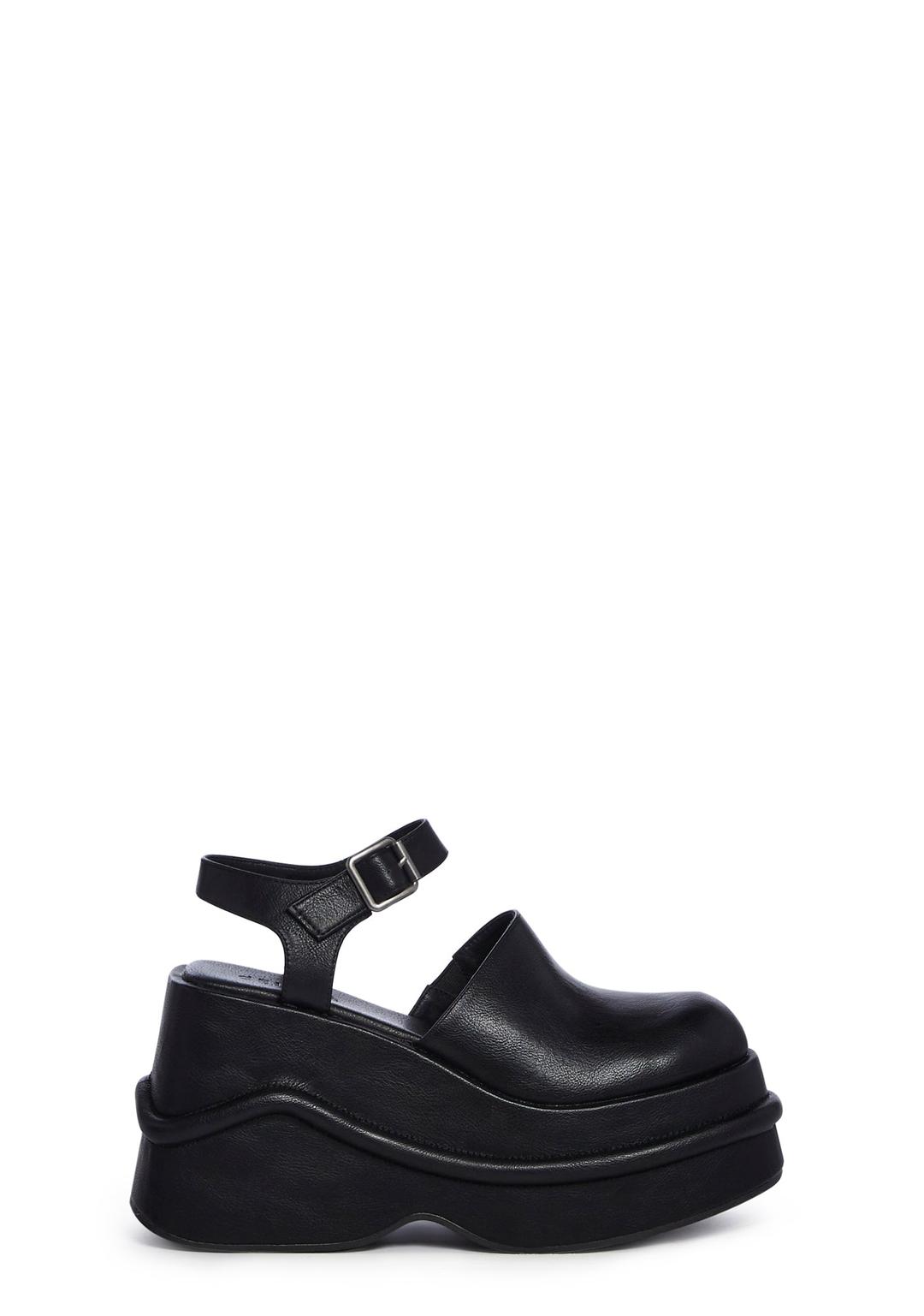Catching Flights Platform Mules - Black - BLACK / US 5