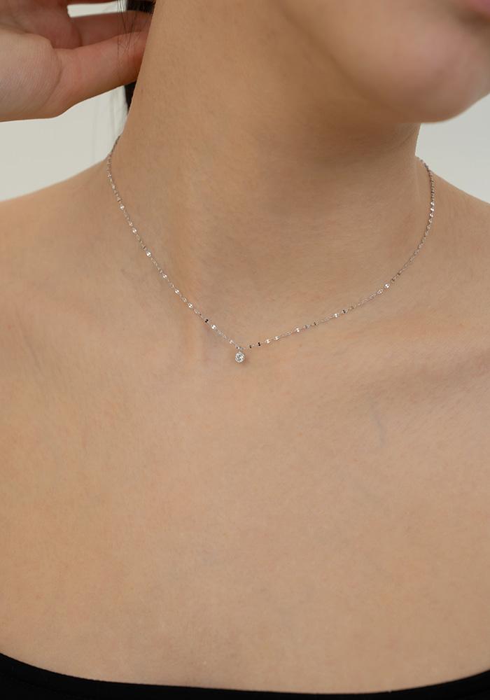 [White Gold] Cutting Cubic Necklace