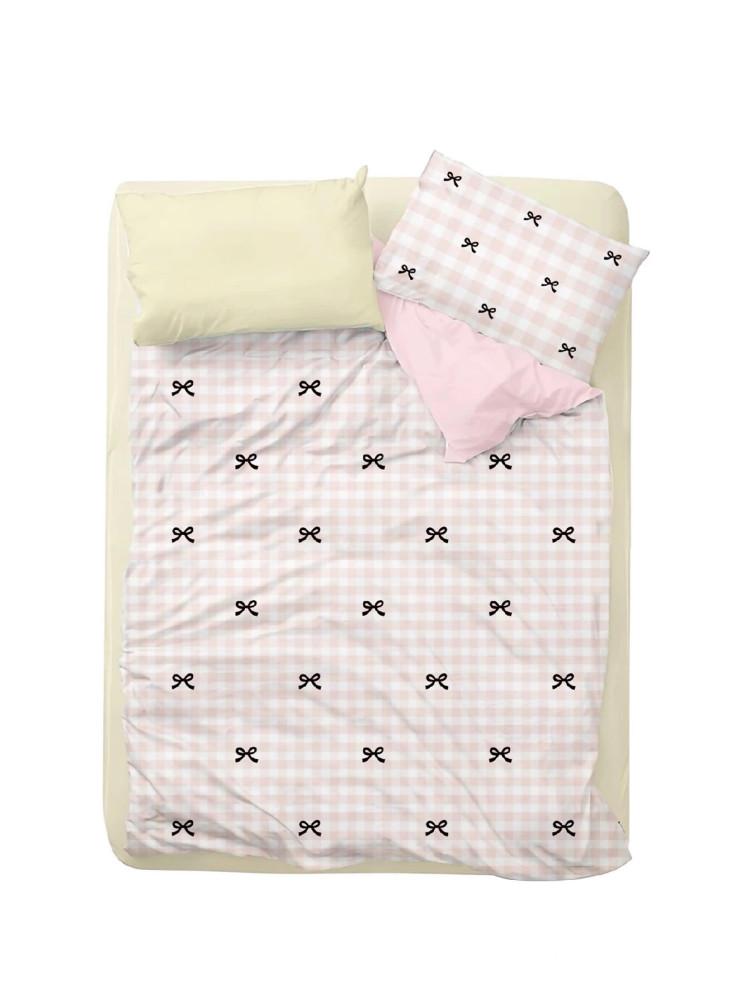 수심 Sweet Ribbon Bedding 스위트 리본 침구 이불 베개 세트 핑크 체크