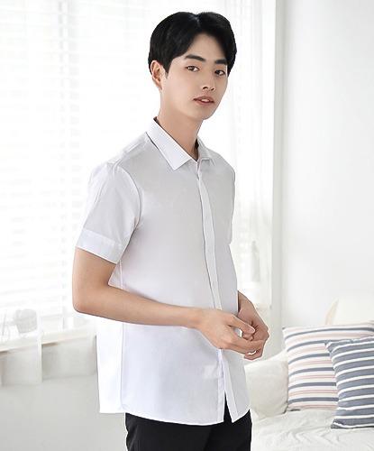 [프리미엄 Line]  남자 화이트 스판 반팔 셔츠♡ 교복 학생복