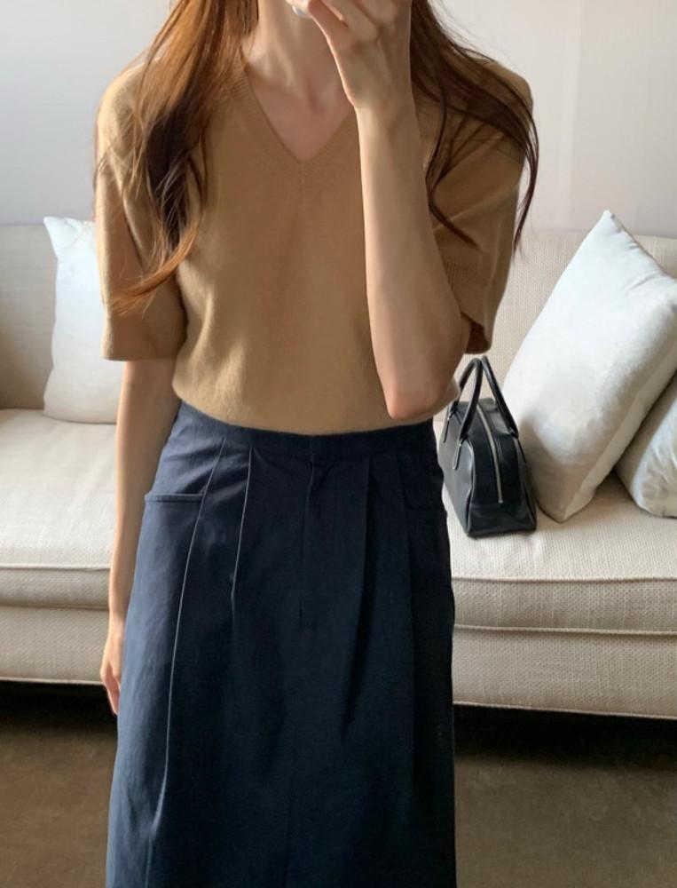 사은품증정 리브레 Libre 캐시 브이 반팔 니트 4color