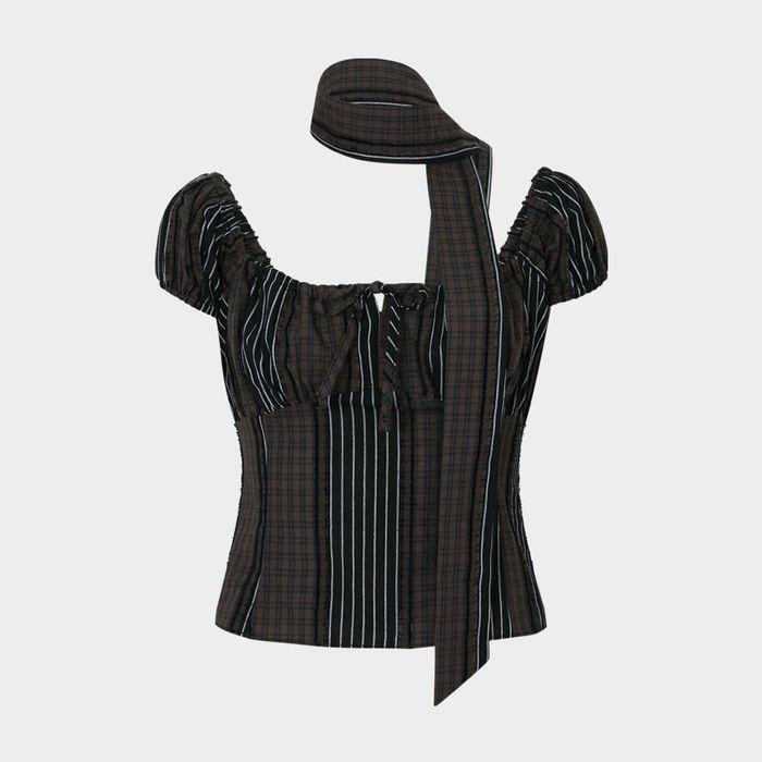 [SET] Baby Mushroom Mix Blouse (Scarf Set / Black)