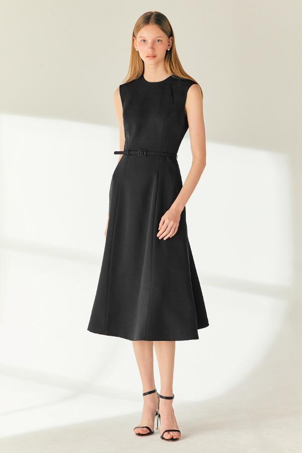 DOREEN Sleeveless flared long dress (Black)