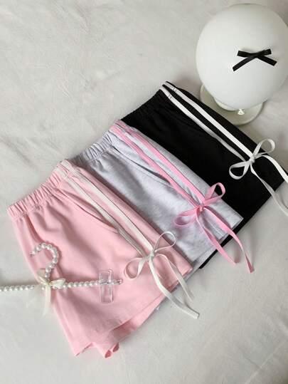 Comfortcana Women Side Stripe Drawstring Waist Casual Shorts Valentine's Day