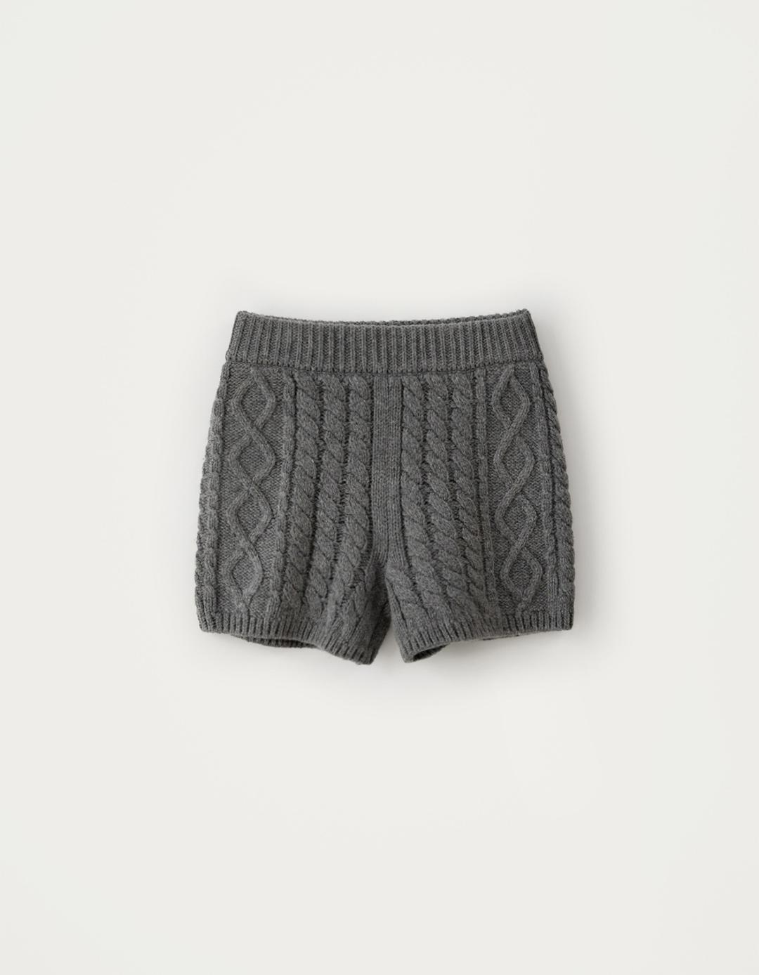 Wool Cable Knit Pants - Grey