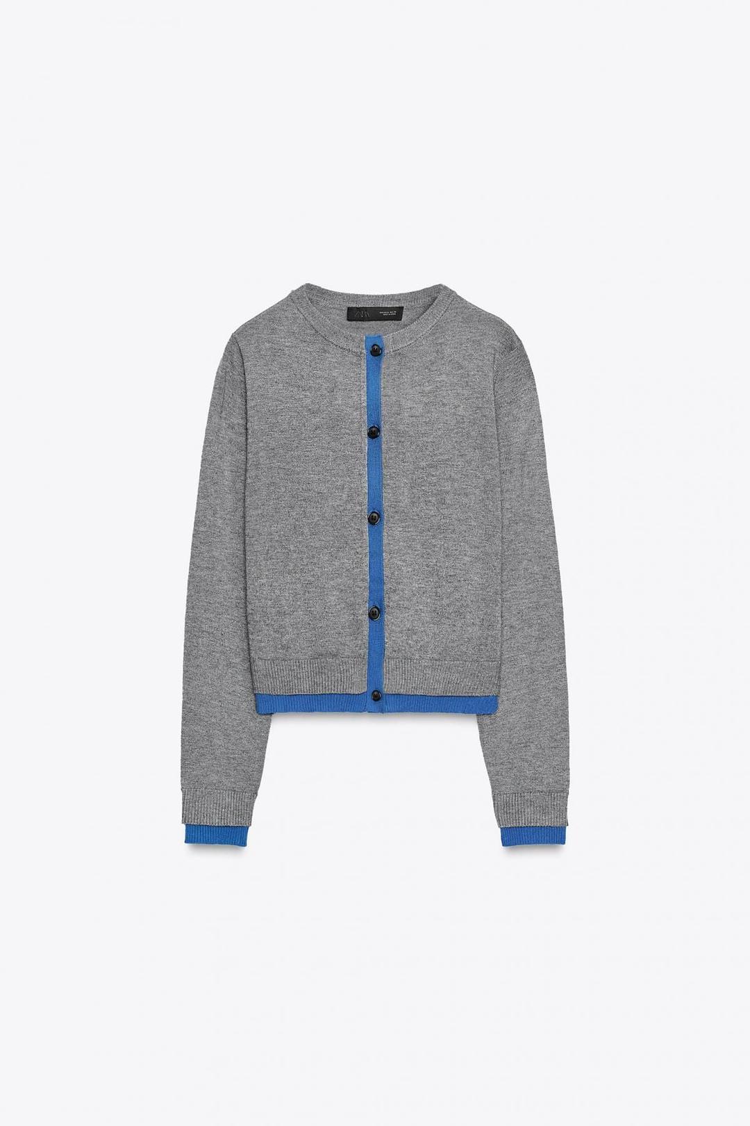 스페인샵 자라 콤비 니트 가디건 3581/005 GREY