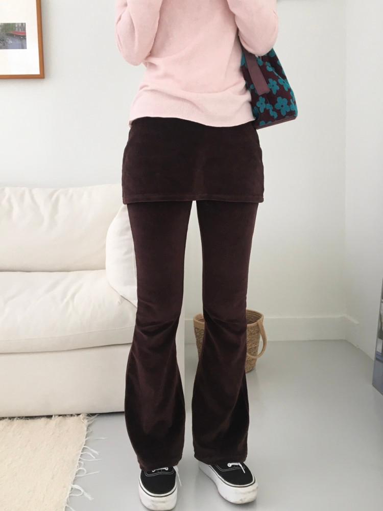 velour mini skirt pants