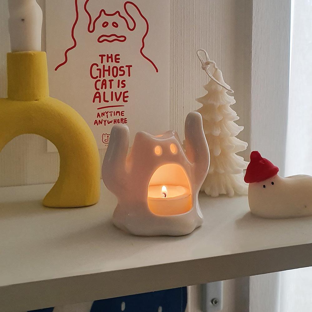 고스트캣 티라이트 캔들홀더+수제티라이트캔들 1p