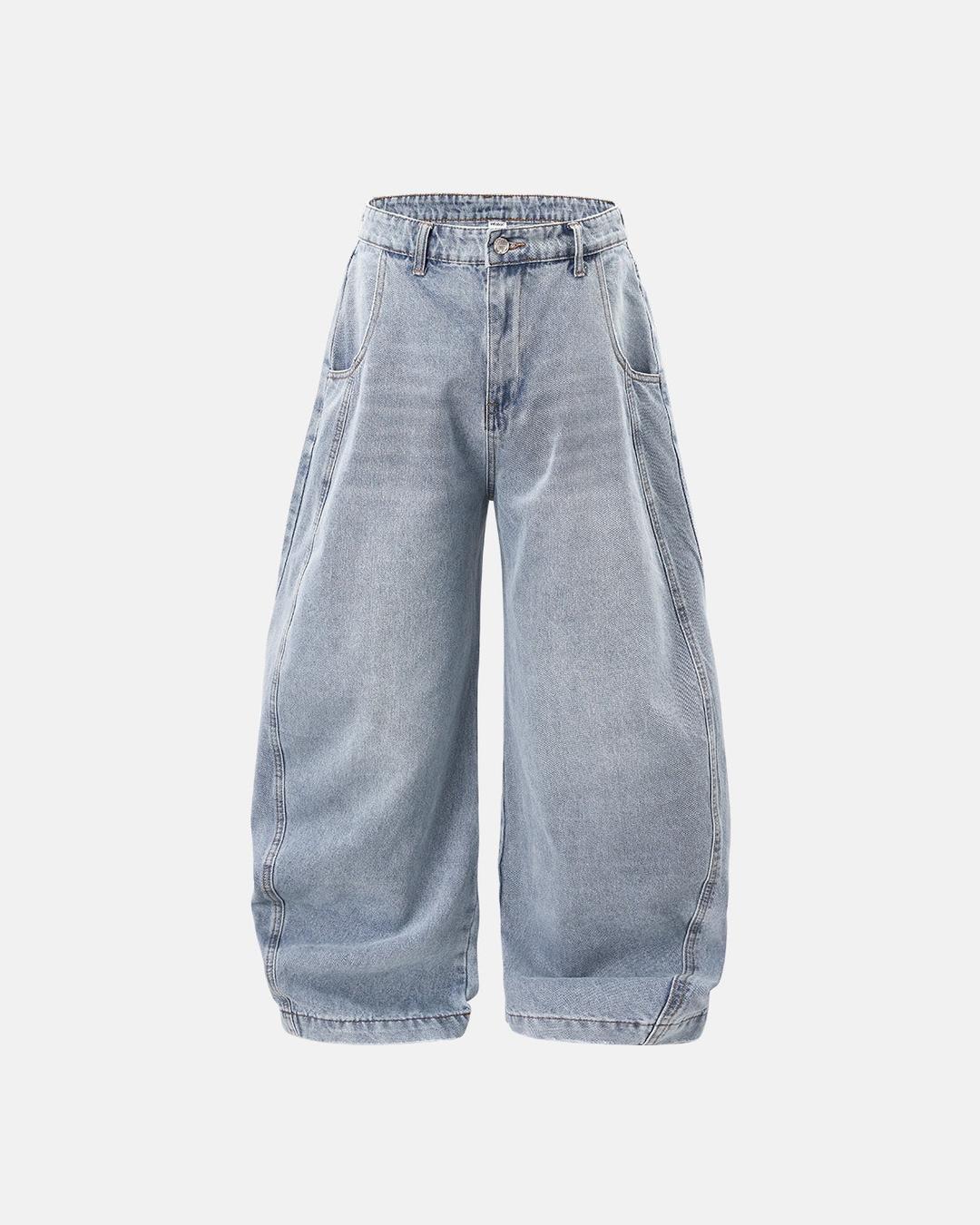 Acid Washed Distressed Barrel Jeans | Inflation Streetwear
