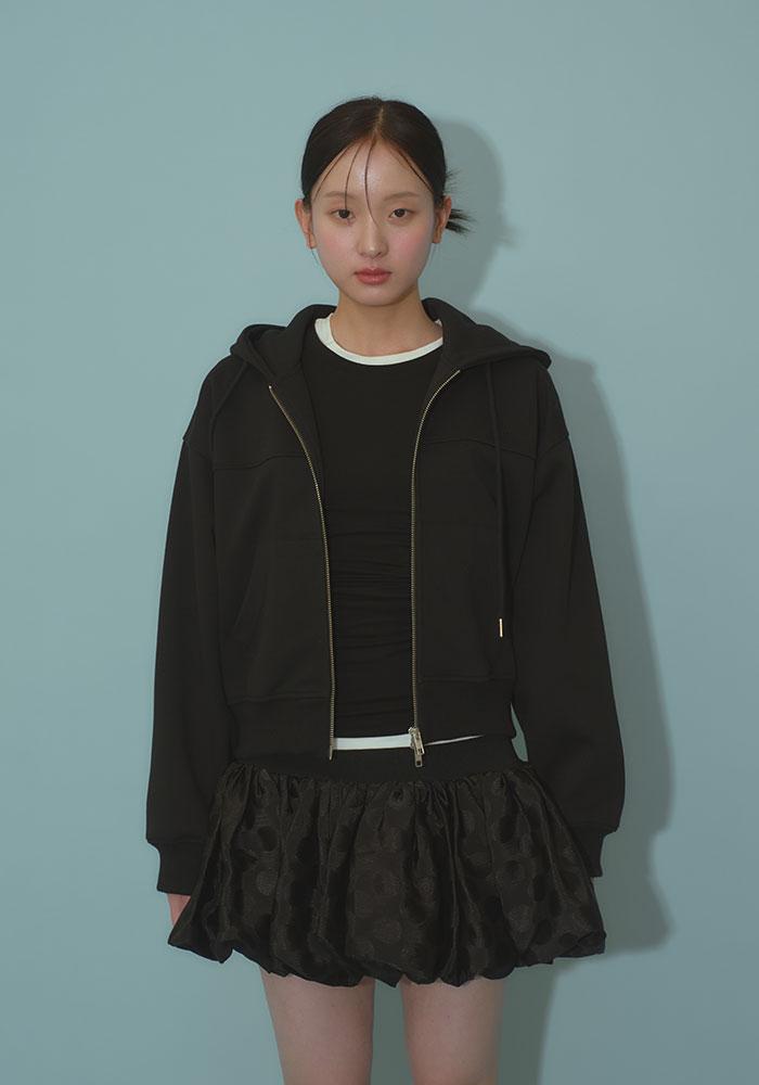 FRILL HEART HOOD ZIP-UP-BLACK