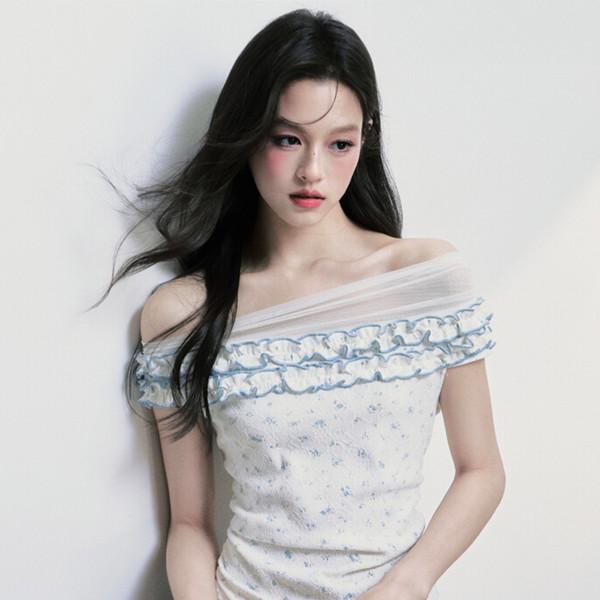 Daisy Tulle Off-Shoulder Top