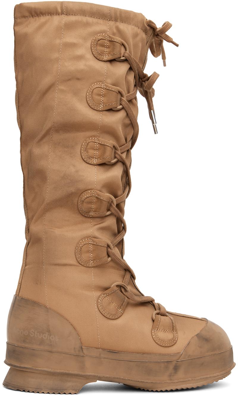 Acne Studios tan lace-up boots