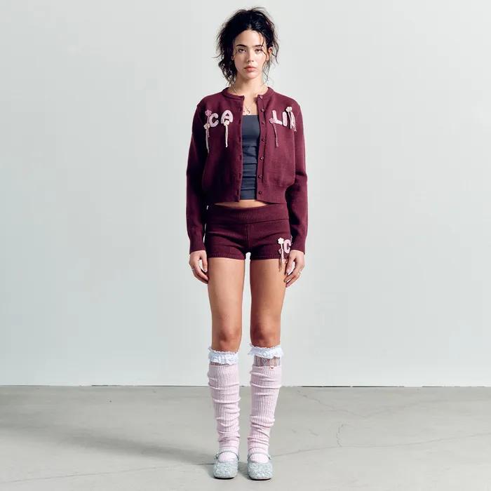 CROSHET MOTIF CARDIGAN DEEP PURPLE