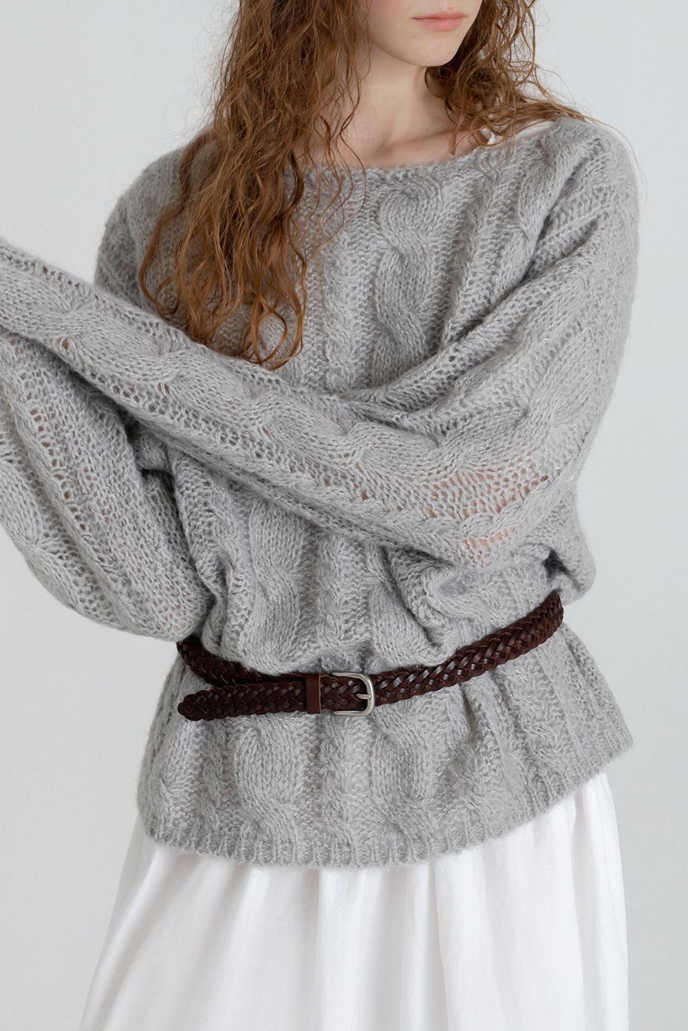 Twist leather belt_brown