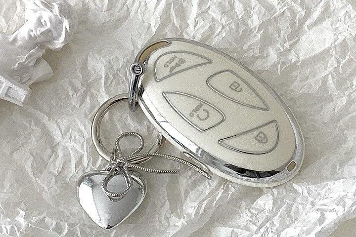 메탈 실버하트 키링 발레코어 자동차키케이스 스마트키케이스 차키링 커플케이스