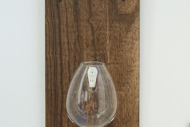 원목 벽걸이 수경재배 유리 화병 타원형