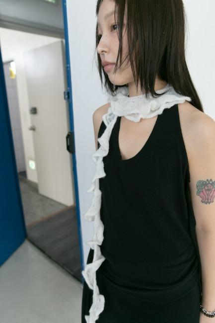 오무수히 wave knit long muffler(2colors)