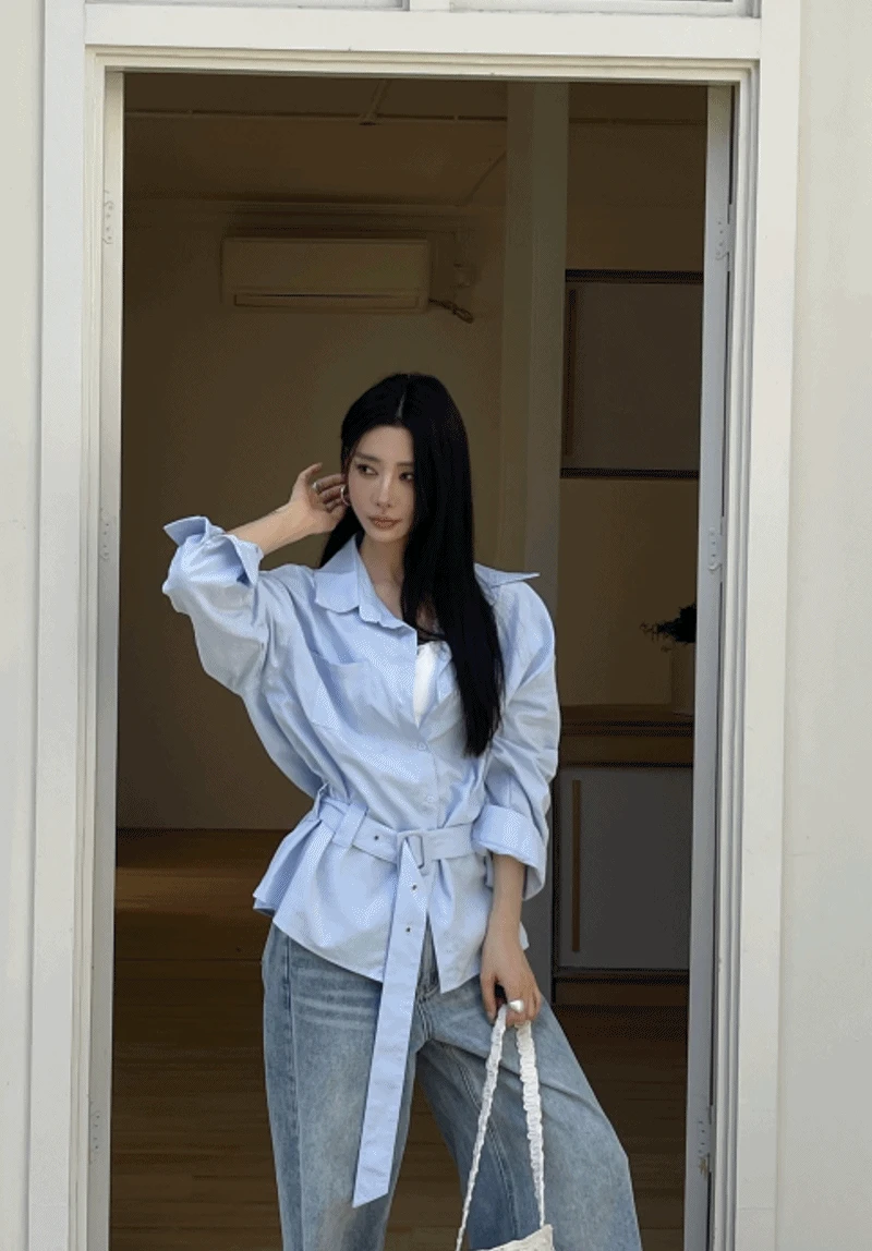 웨이스트 벨트 셔츠 세트(9179)