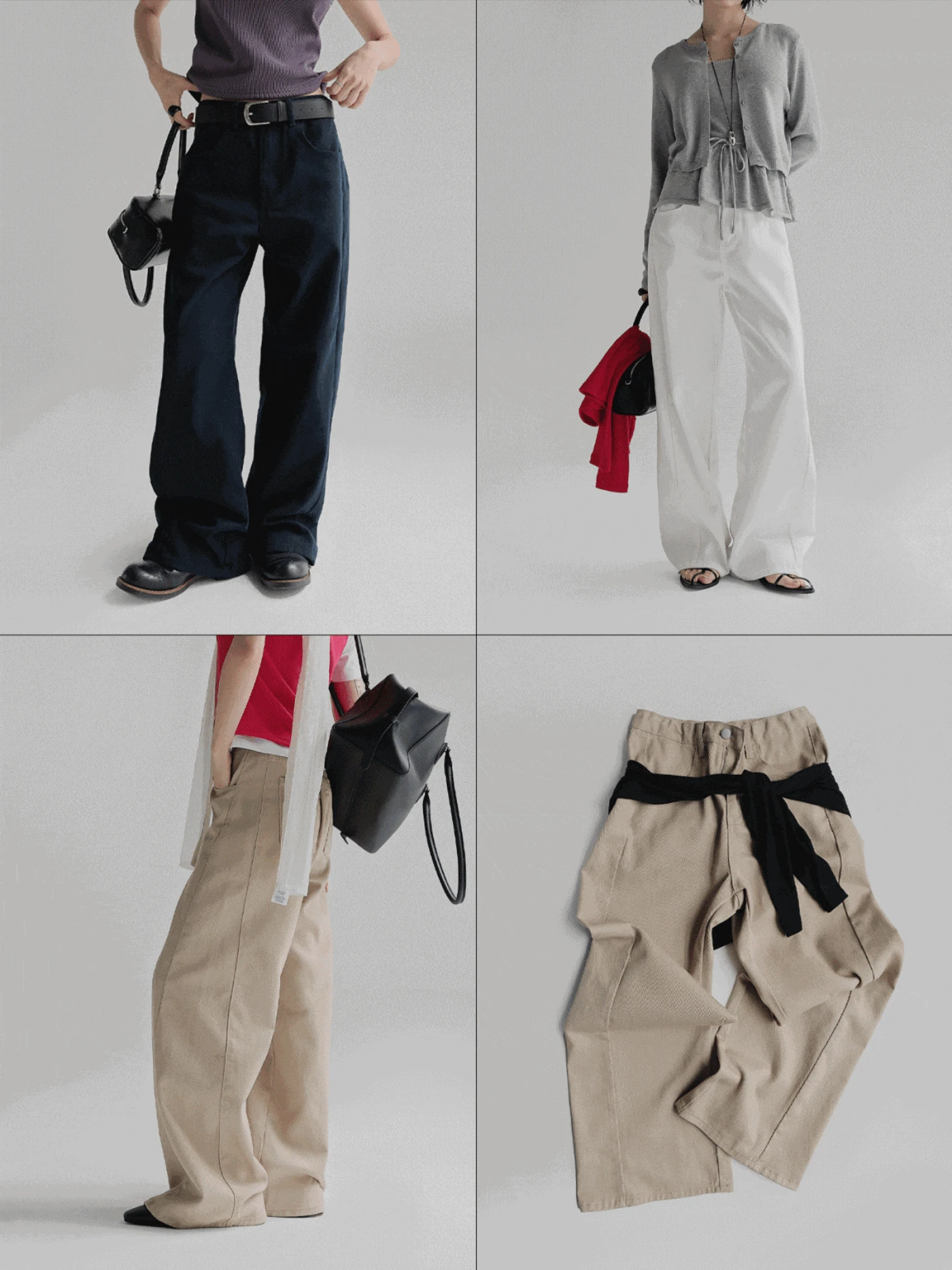 (인밴딩)절개세미와이드팬츠