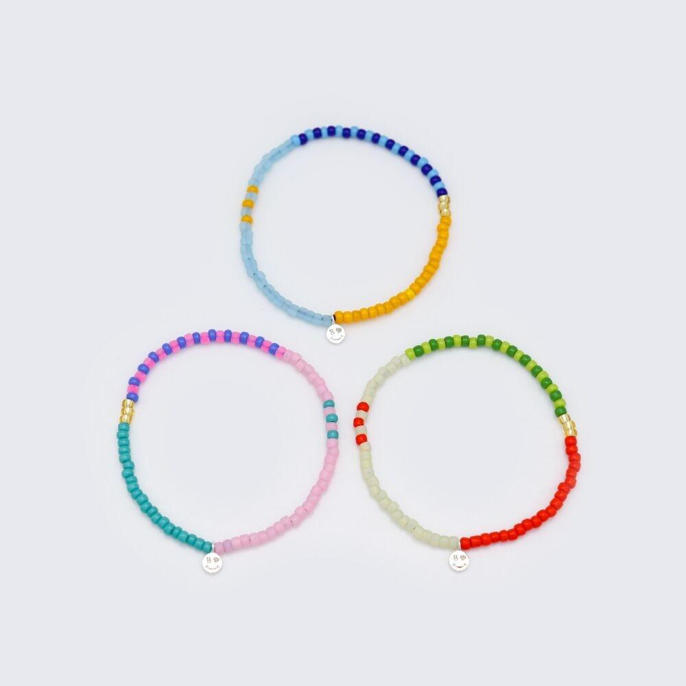 Color beads stripe layered Bracelet 스트라이프 컬러믹스 레이어드 비즈 팔찌