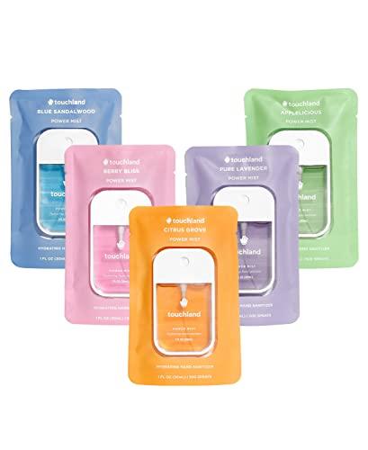 Touchland Power Mist Hydrating Hand Sanitizer TOP 5-PACK | Applelicious, Sandalwood, Lavender, Berry, Citrus | 500-Sprays each, 1 FL OZ (Set of 5)