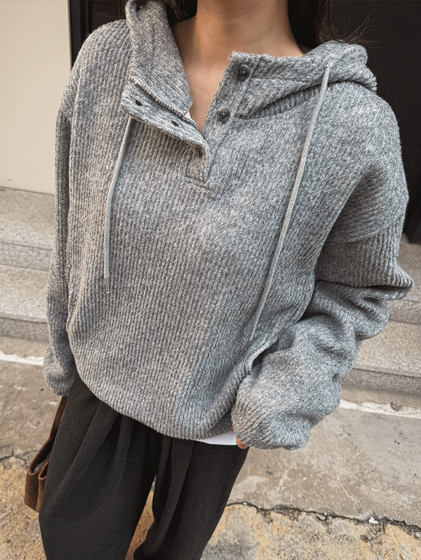 [밑단스토퍼/소프트촉감] 버튼하프넥기모후드티(8차 재입고)