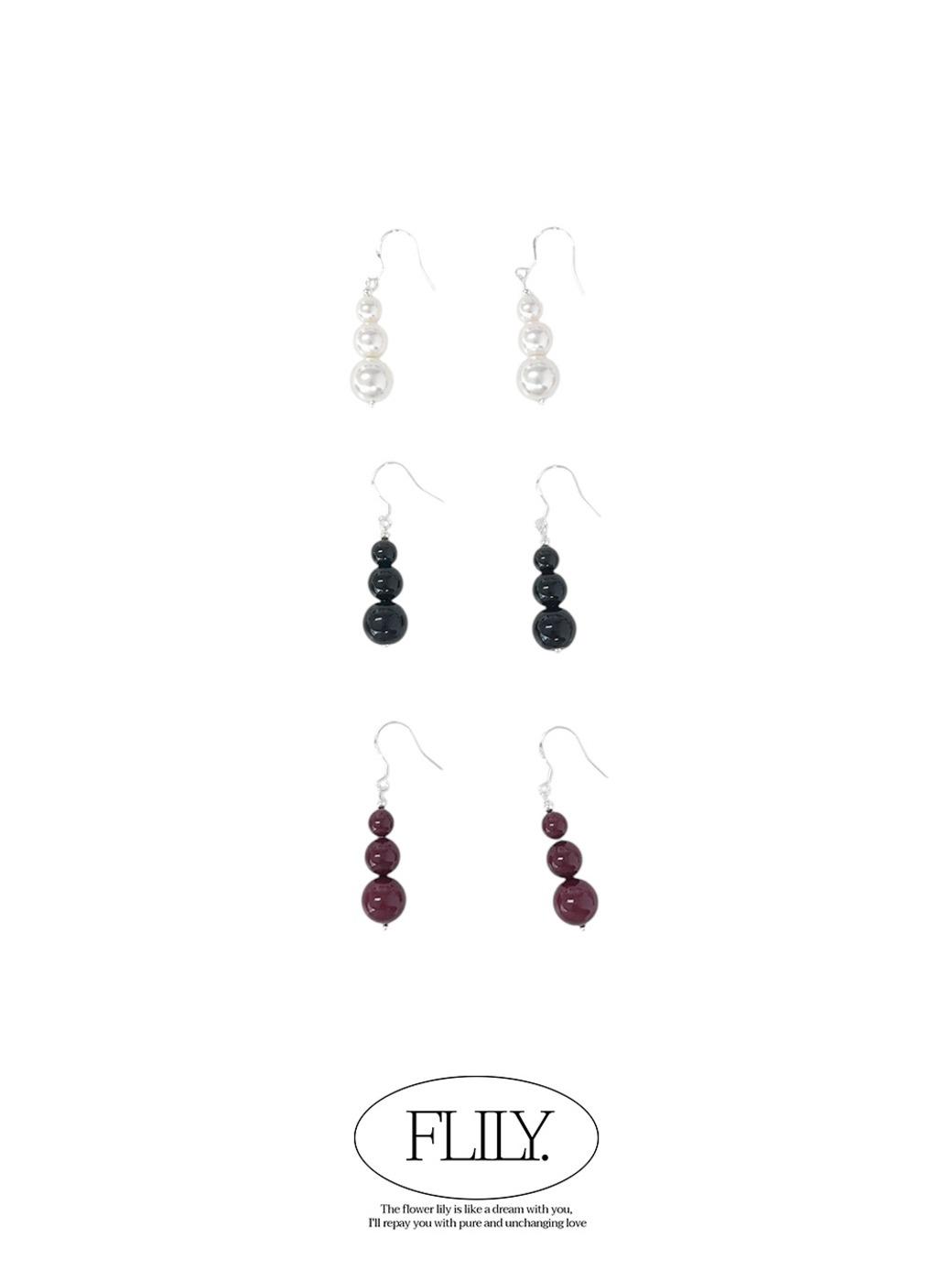 NST. Onyx & Pearl Earring [Silver.925]
