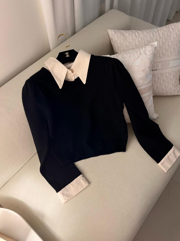 세린 레이어드 셔츠니트