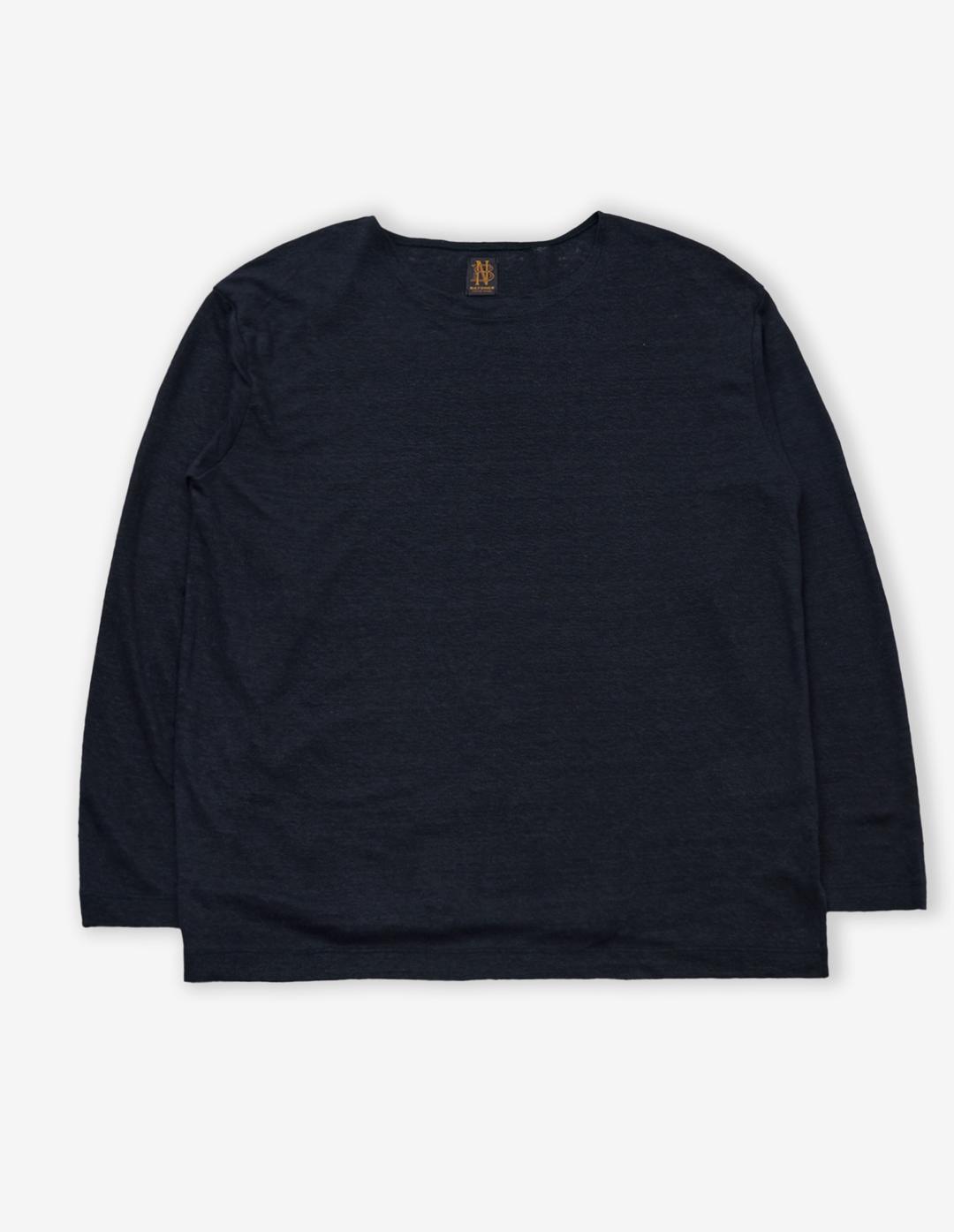 Normandy Linen Basque Shirt (Navy)