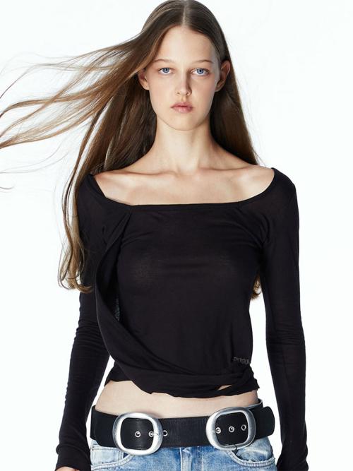 KAIA DRAPED TOP (BLACK)
